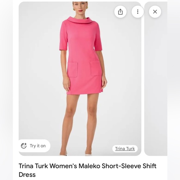 Trina Turk Maleko Pink shift dress with front pockets size 8 - Picture 3 of 10